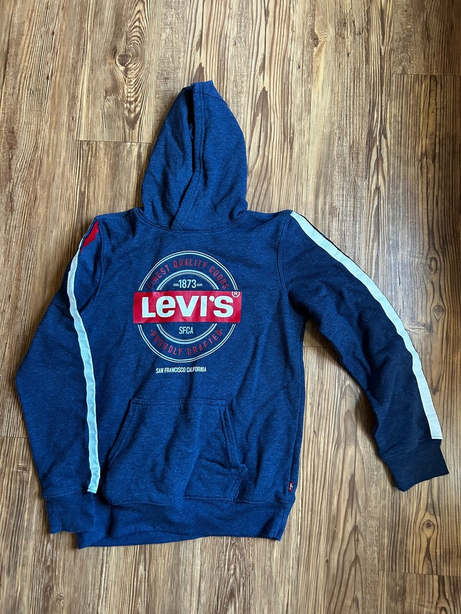 Levi's Big Boys Long Sleeve Logo Hoodie Hooded Pullover Navy Blue