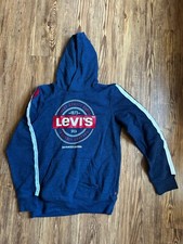 Levi's Big Boys Long Sleeve Logo Hoodie Hooded Pullover Navy Blue Size L