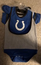 NFL LICENSED ONE PIECE COLTS OUTFIT With Bib  Booties Boys Size 18 Months
