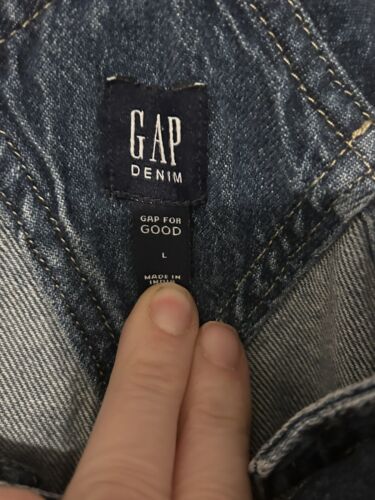 GAP Kids Girls Blue Overall Shorts LARGE SIZE 10 Denim Silver Buttons - Picture 2 of 4