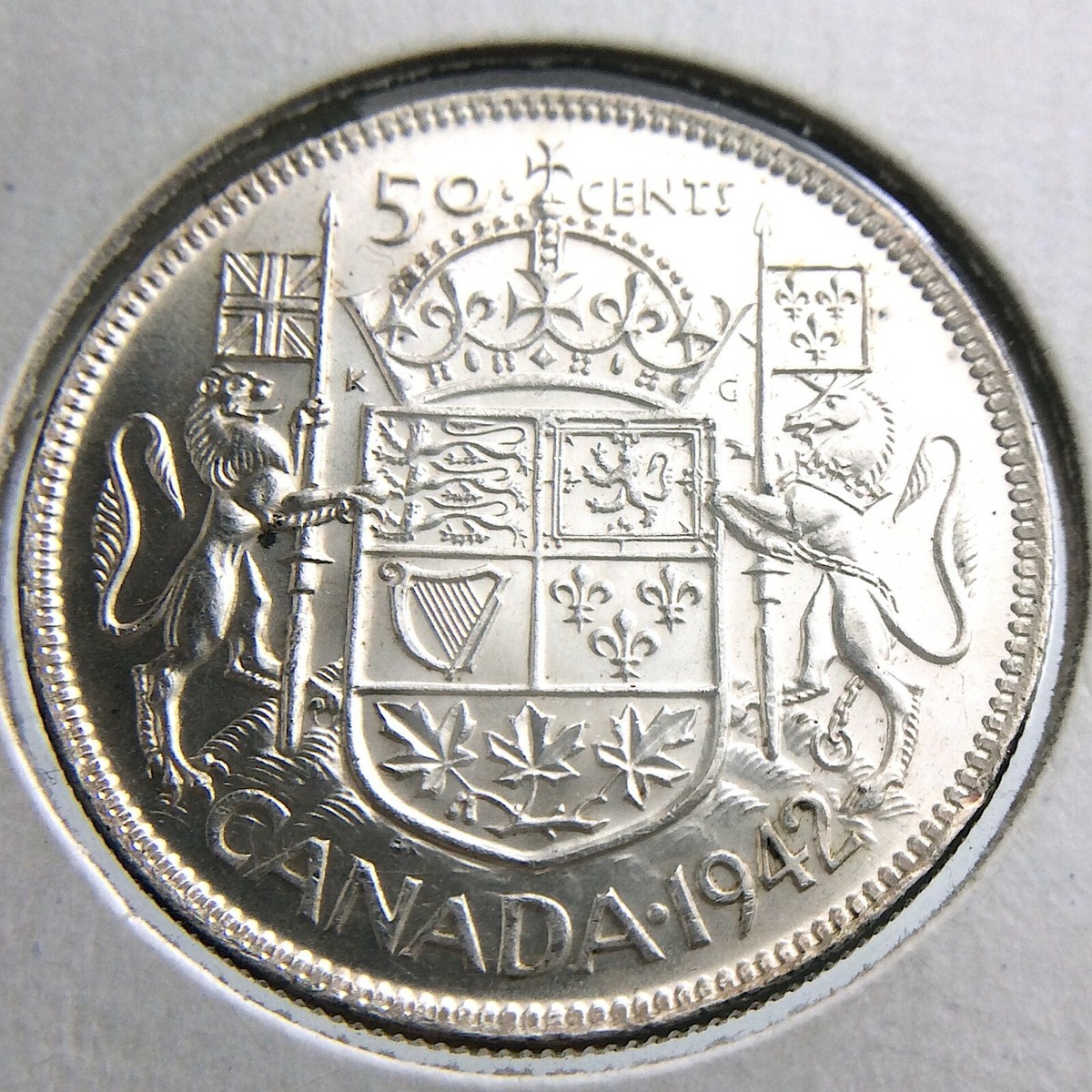 1942 Canada 50 Cents Wide Date WD Half Dollar Uncirculated George
