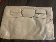 Vintage 1980s Gray Vinyl Clutch Purse
