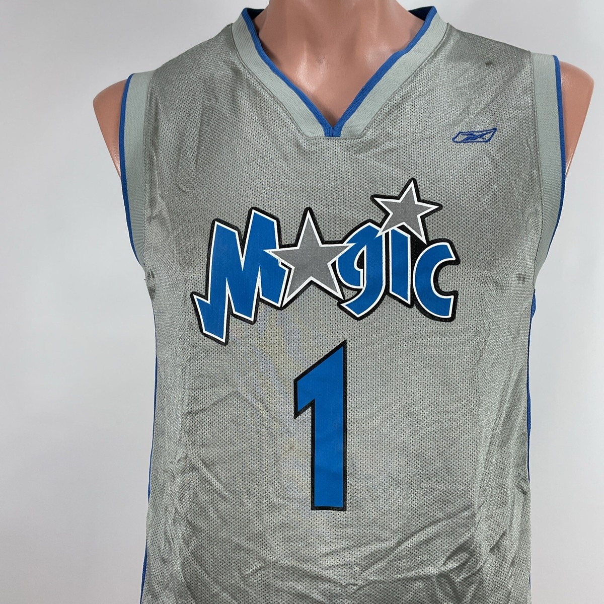 Youth Large Vintage Reebok Silver Orlando Magic #1 Tracy McGrady
