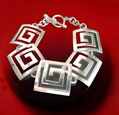 Ericks Sterlingsilber Spirale Quadrate Armband 7,5 Zoll long taxco.925