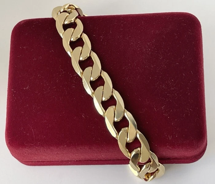 Deluxe Herren Armband 12mm Panzerarmband 585er Gold 14K vergoldet Massiv 25cm - Bild 2 von 4