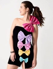Johnny Wujek X Prom Collection Black Multi Color Bow Mini Dress Size Large