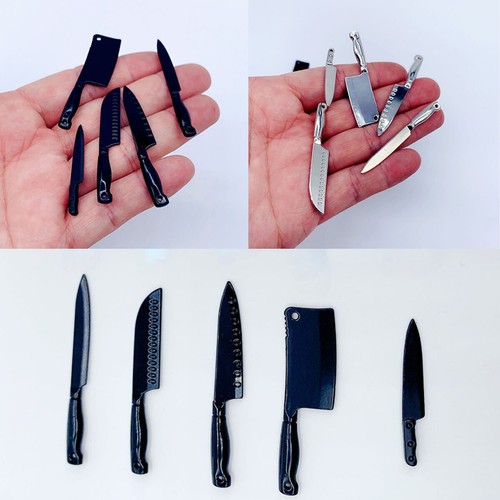 5PC 1/6 Scale Dollhouse Mini Kitchen Knife Model Miniatures Alloy Cooking Set - Picture 2 of 11