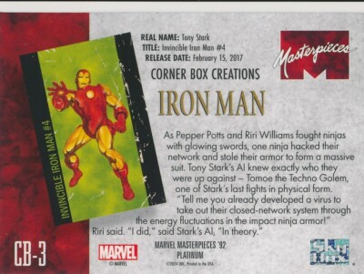 IRON MAN CB-3 2024 Marvel Masterpieces '92 Platinum CORNER IRON MAN CB-3 2024 Marvel Masterpieces '92 Platinum CORNER