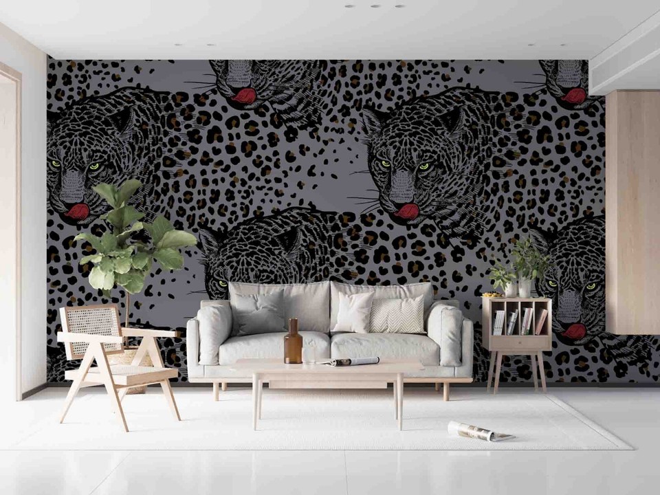 3D Leopard Animal Drawing Patterns Wallpaper Wall Murals Removable