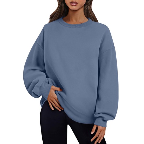 Women's Oversized Crewneck Sweatshirt Long Sleeve Fleece Pullover Fashion - Picture 3 of 40
