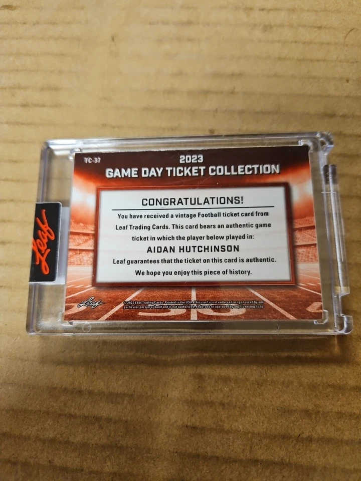 AIDAN HUTCHINSON *ERROR* 2023 NFL Leaf Game Day Ticket PIT Vs ATL *DIDNT PLAY* - Image 4 of 4
