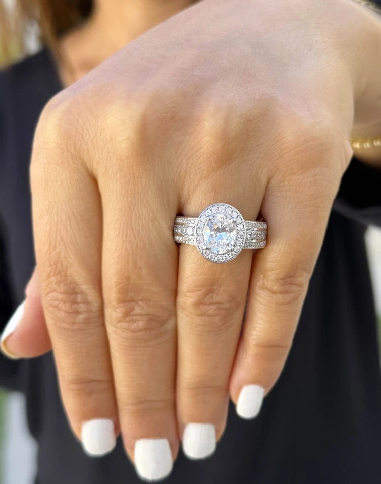 IGI Certified 14K Yellow Gold Oval And Round Diamond Engagement Ring Halo 4.00ct - Image 3 of 4