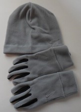 Nike Fleece Hat and Gloves Running Set Women Particle Grey/Silver M/L