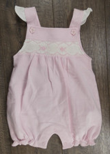 Ropa Bebé Niña Nuevo Bebé Hilos 0-6 Meses 14.5" Largo Rosa Pez Mameluco Calado