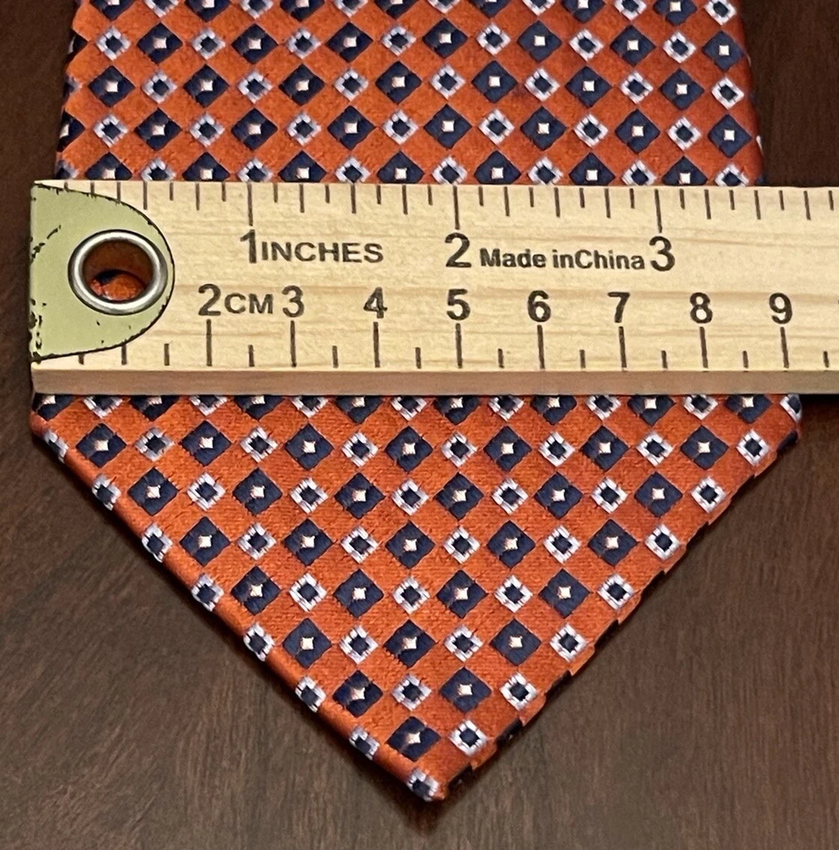 Corbata de cuello Merona naranja azul 100 % seda para hombre hecha en China Foto 4 de 4