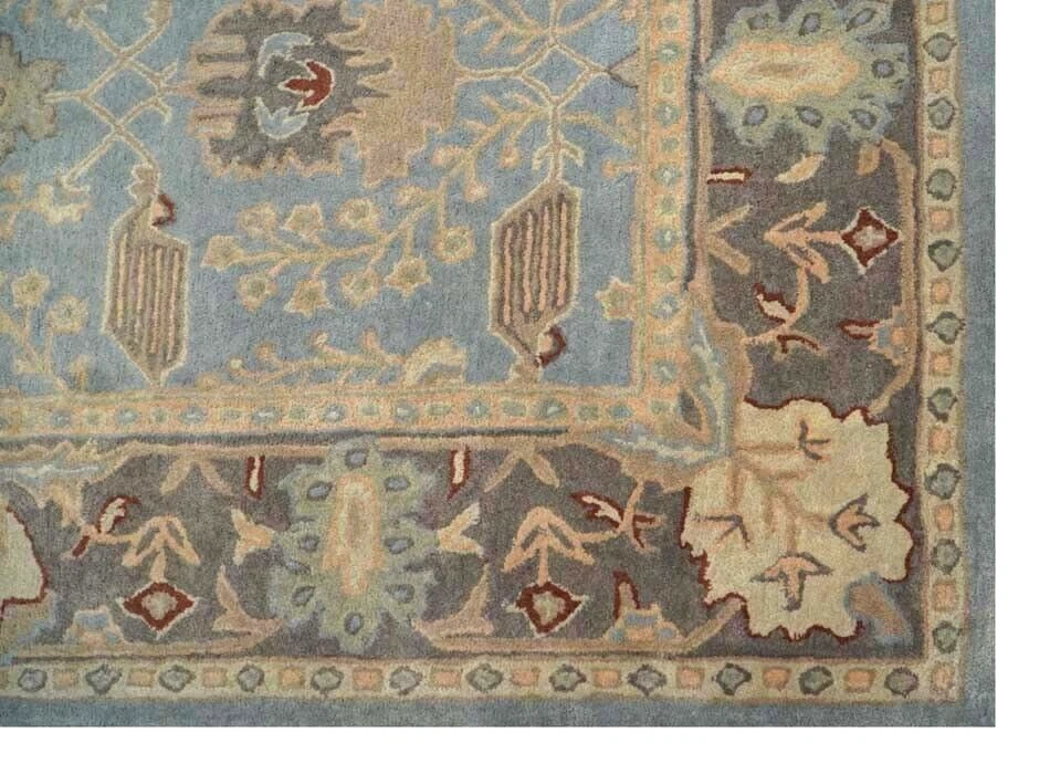 Alfombra 100 % lana | Alfombra acolchada de lana azul aguamarina Pottery Barn | Alfombra William Morris Foto 4 de 4