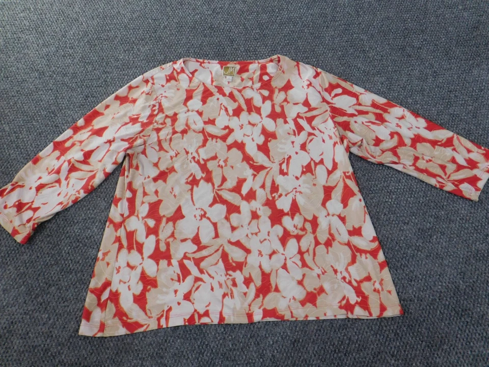 Colección JM Top XL ROJO FLORAL JERSEY MUJER BLUSA COSTA ELÁSTICA Foto 4 de 4