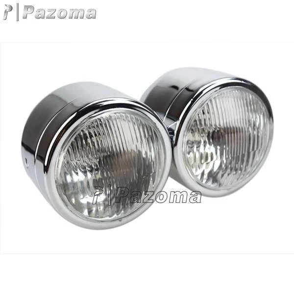 Faro redondo doble con kit de soporte para Honda CB200/350/360/450/500/650 Kawasaki Foto 4 de 4