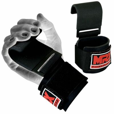 Weight Lifting Metal Hooks Support Grips Straps Wrap Gym Training Deadlift Wrist