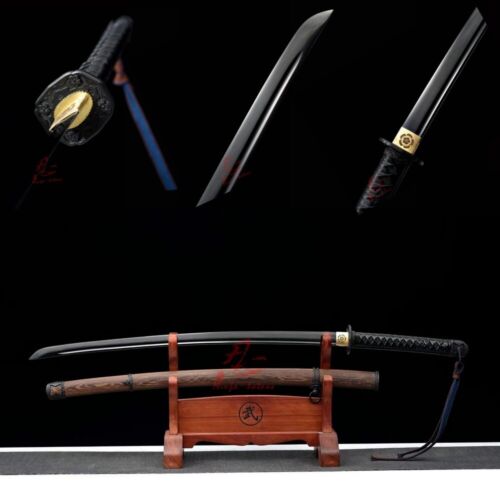 Japan 98saber battle ready adsorb tungsten katana sword hualee wood sheath sharp - Afbeelding 1 van 10