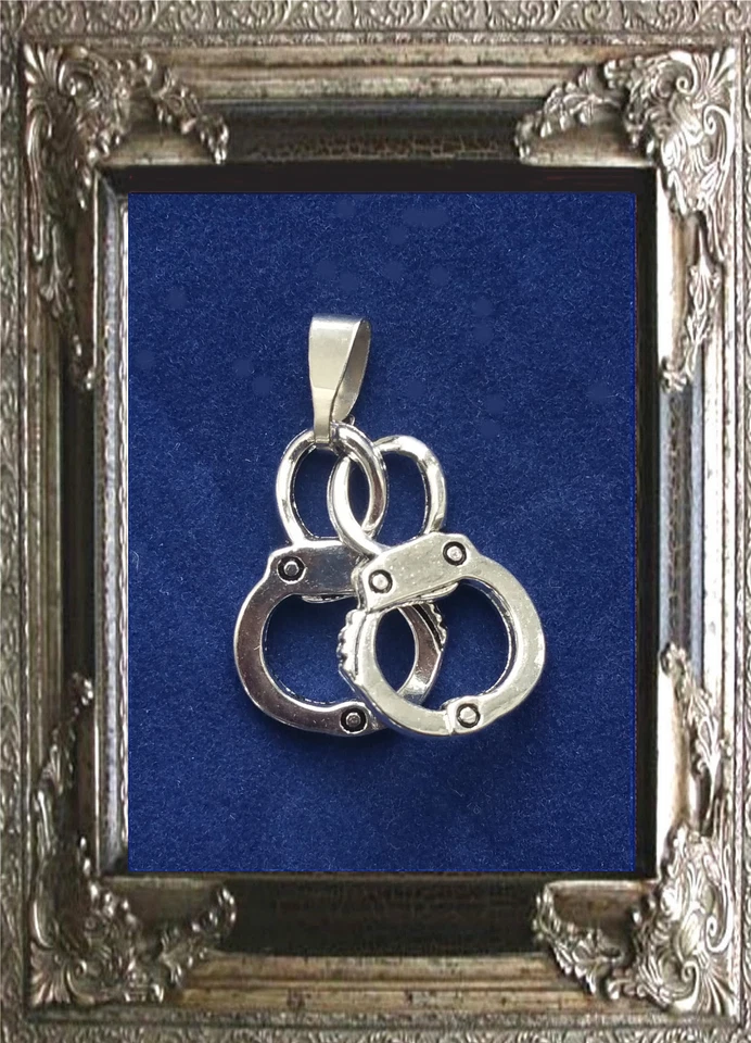 KETTENANHÄNGER ANHÄNGER HANDSCHELLEN FESSELN HOCHZEIT silber für KETTE - Bild 2 von 3