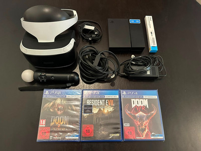 Sony PlayStation VR Headset PS4 & PS5 (mit adapter) + 3 VR Spiele (funktioniert)