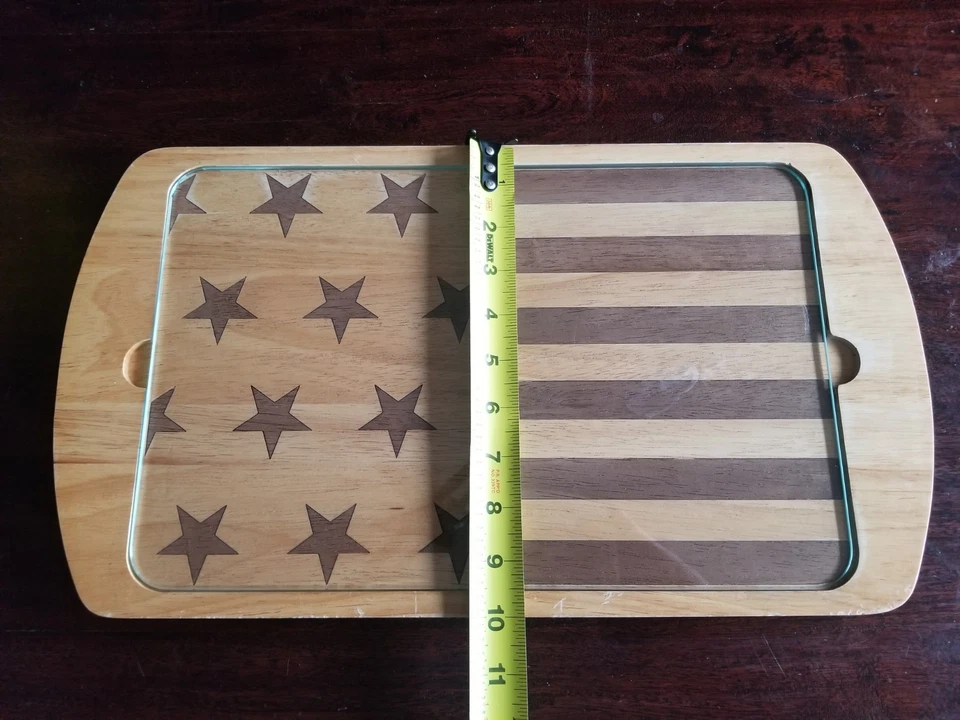Toscana a Picnic Time Brand Billboard Serving Tray with Glass Top US FLAG - Image 2 of 4