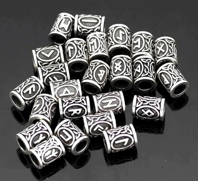 12 oder 24 Runen Bartperlen Bart Perlen Wikinger Vikings Bartperlen Retro