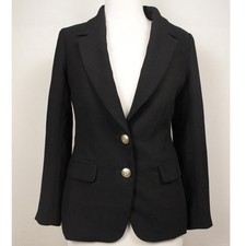 J.Crew Willa Crepe Blazer Black Gold Crest Buttons Womens 0 Tailored