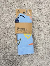 Burton Merino Wool Performance Midweight Socks Kids M Blue Ski Snowboard NWT