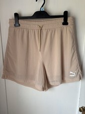 Ladies PUMA Neutral/ Peach Tone Mesh Overlay Shorts, Size EU  L Approx 14-16
