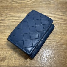 Bottega Veneta Intrecciato leather wallet dark navy tri-fold/ wallet / Coin Poc