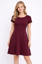 J.Crew Women's 8 Dress Burgundy Ponte Knit Career Minimalist Short Sleeve Casual