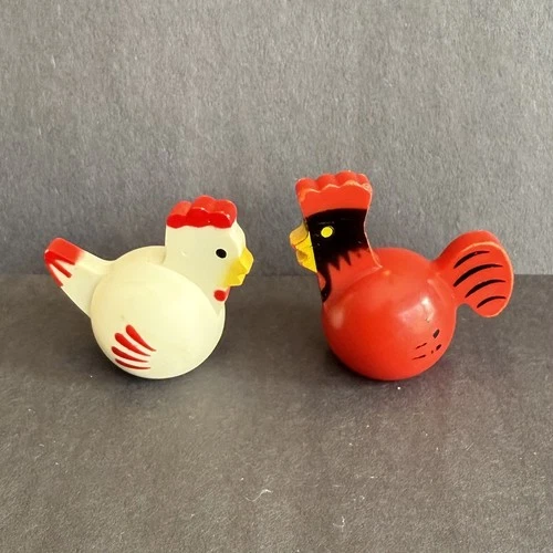 Vintage Fisher Price Little People CHICKEN  Farm Red Rooster and White Hen Set