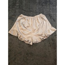 Womens Satin Ruffle Hem Sleep Shorts Champagne Mauve Pajama Bottoms Size M