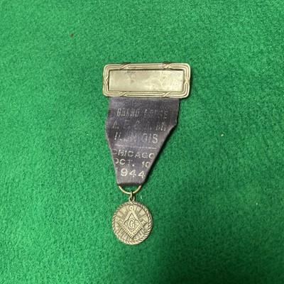 Unique Vintage  Masonic Convention Ribbon/Medal, Chicago,  Oct. 10, 1944
