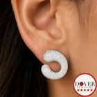 Estate 1.70cts Diamond 18K Yellow Gold Pave C Curve Stud Earrings 9.6gr NR