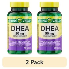 DHEA 50mg Dietary Supplement Tablets 2 Pack 100 Count for Sugar Metabolism