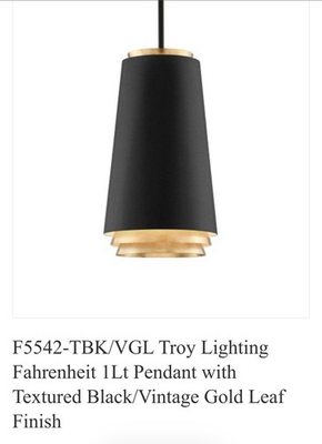#ad #ad Troy Lighting Fahrenheit 1 Light Pendant Textured Black And Vintage Gold Leaf $650.00