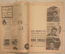 Billboard Magazine August 18, 1958 Elvis 2 Ads, Fats Domino, Etc. Missing Pages