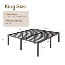 Metal Queen King Full Size Bed Frame Bedroom Sturdy Steel Slat Support Bedstead