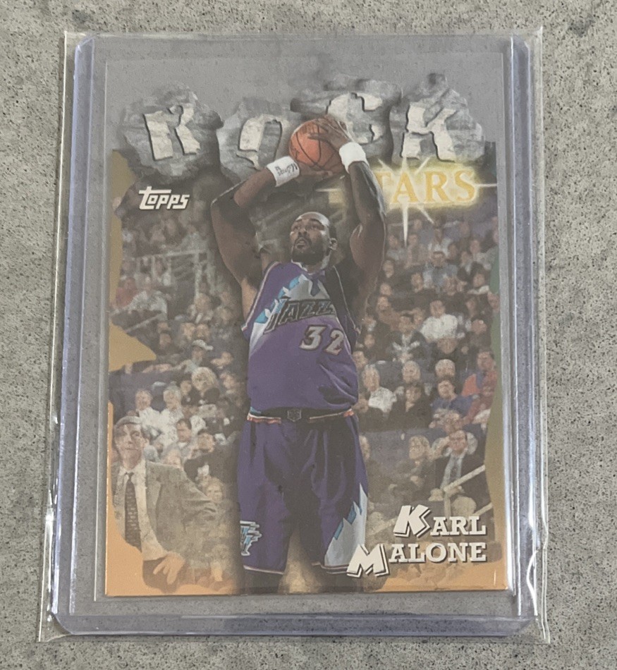 Karl Malone #RS16 Basketball Cards 1997 Topps Rock Stars trading card — raw and PSA graded price guide