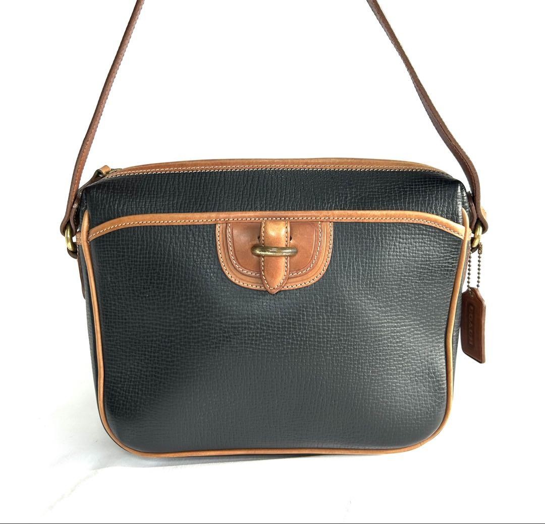 Coach Charleston Bag Old Leather Crossbody Navy/Brown Made in Italy Used