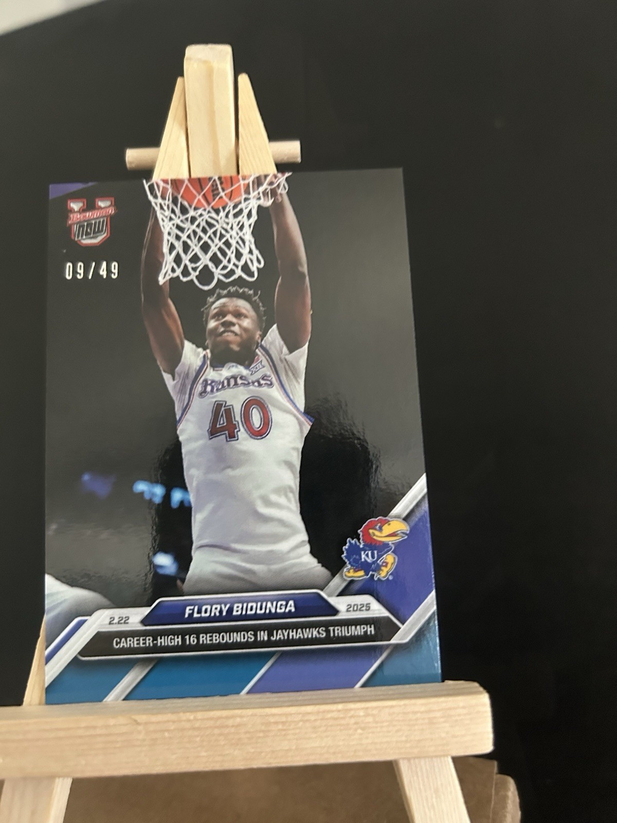 Flory Bidunga Kansas 2024-25 Bowman U NOW Basketball Card 74 Blue Parallel 9/49