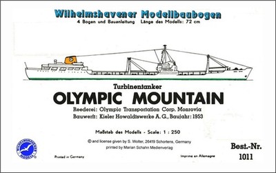 Wilhelmshavener Modellbaubogen    OLYMPIC MOUNTAIN Turbinentanker  Maßstab 1:250