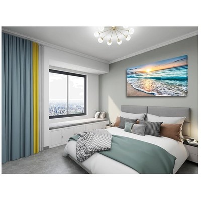 Sunset Ocean Waves Nature Pictures - Framed Wall Art