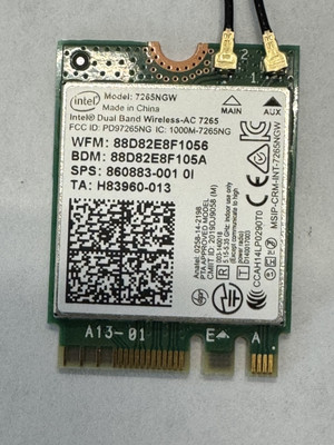 Intel Dual Band Wireless-AC 7265 802.11ac WiFi + Bluetooth Card (7265NGW)