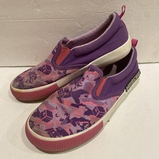 Minecraft Girls' Pink and Purple Canvas Slip-On Sneakers Youth Size 2