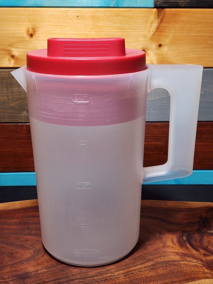 Rubbermaid Plastic Pitcher Clear Red Spin Top Pour Liquid or Ice 2 Quart |  eBay