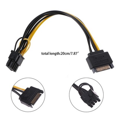 SATA 15Pin auf 8Pin (6+2) PCI-Express Power Adapter Grafikkarte Stromkabel 20CM